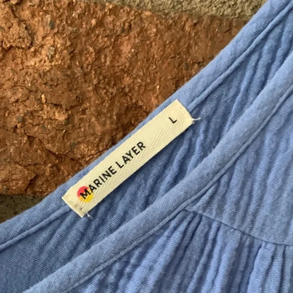 Marine Layer Corinne Blue Gauze Ombre Sleeveless Maxi Dress - Picture 4 of 8